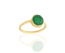 Single Stone, ασήμι 925° με πράσινο Όνυχα