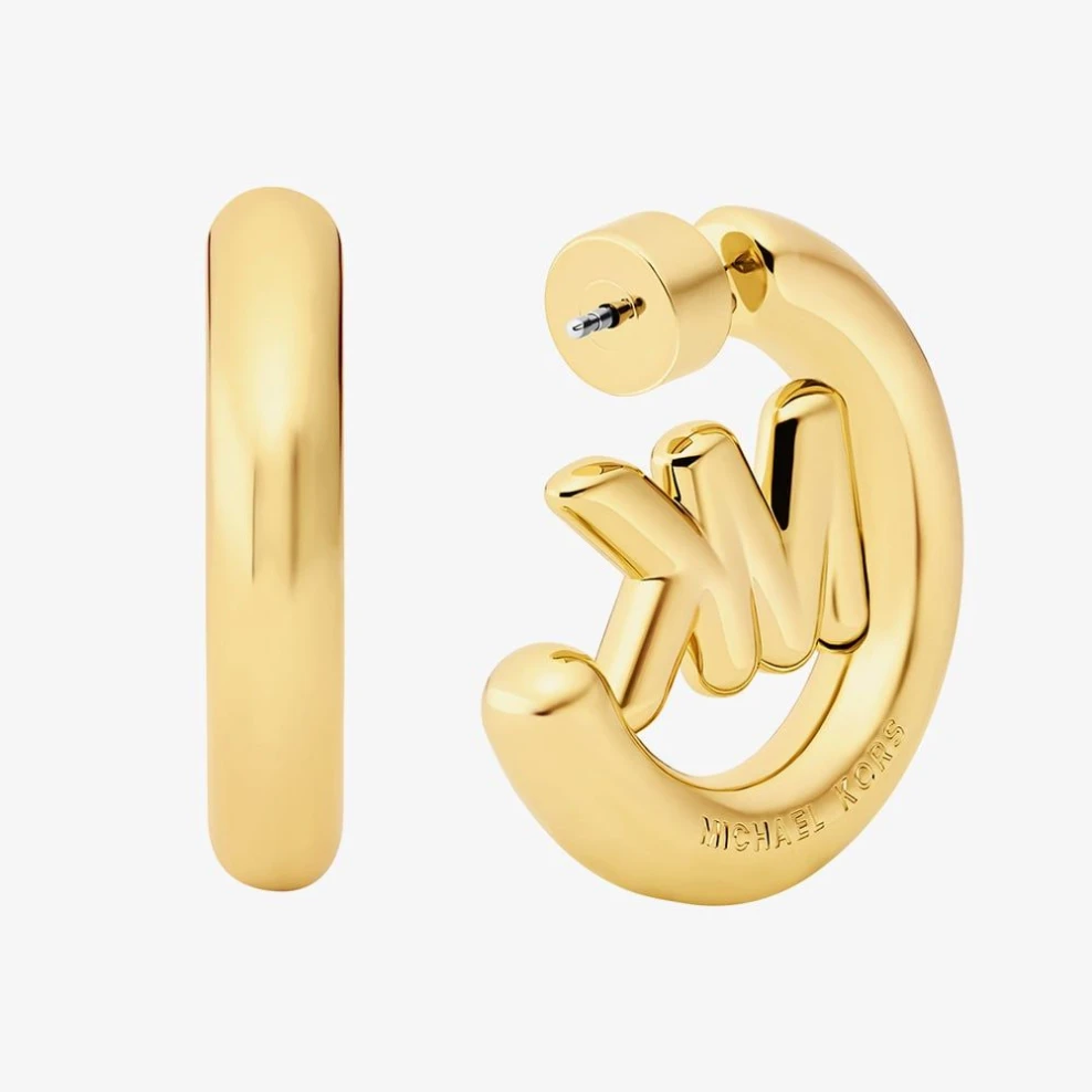 Michael Kors MK Logo Hoop Earrings, ασήμι 925°