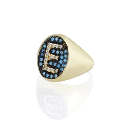 Chevalier Μονόγραμμα Ε Blue Edition, ασήμι 925° με Ζιργκόν