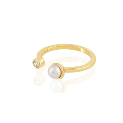 Pearly Ring, ασήμι 925° με Μαργαριτάρι και λευκό Ζιργκόν