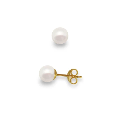 Σκουλαρίκια 14 καρατίων με Μαργαριτάρια μεγέθους 5.5-6mm, Akoya Pearls σε σχήμα Round