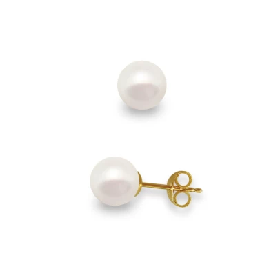 Σκουλαρίκια 14 καρατίων με Μαργαριτάρια μεγέθους 7-7.5mm, Akoya Pearls σε σχήμα Round