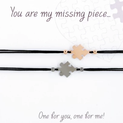 Βραχιόλια Σετ για Δύο Παζλ,You Are My Missing Piece, ασήμι 925°