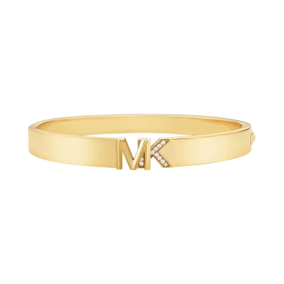 Michael Kors 14K Gold-Plated Brass Pavé Logo Bangle, ορείχαλκος με Ζιργκόν