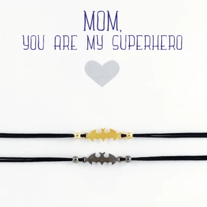 Βραχιόλια Σετ για Μαμά και Παιδί, Mom You Are My Superhero, ασήμι 925°