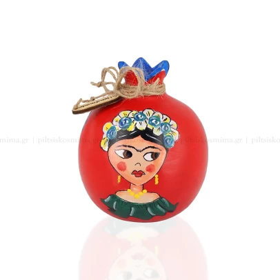 Frida in Red, κεραμικό ρόδι ζωγραφισμένο στο χέρι