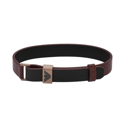 Βραχιόλι Emporio Armani, stainless steel, brown belt