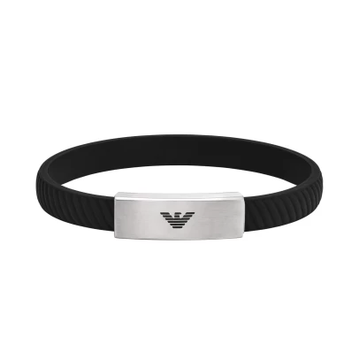 Βραχιόλι Emporio Armani, stainless steel, black rubber