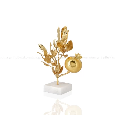 Ρόδι, αληθινό φυτό με επικάλυψη καθαρού χρυσού 24 καρατίων