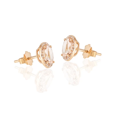 Morganite Earrings, χρυσός 18 καρατίων με Μοργκανίτη και Διαμάντια