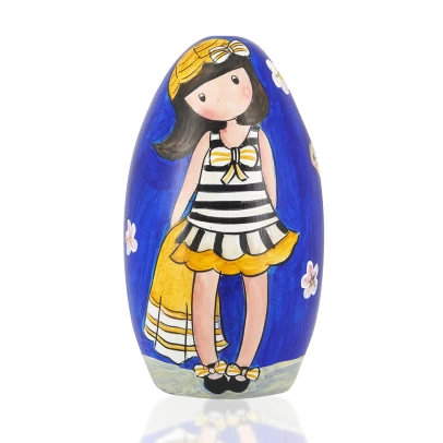 Πασχαλινό Αυγό, ζωγραφισμένο κεραμικό, κούκλα Santoro