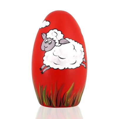 Πασχαλινό Αυγό, ζωγραφισμένο κεραμικό κόκκινο με προβατάκι