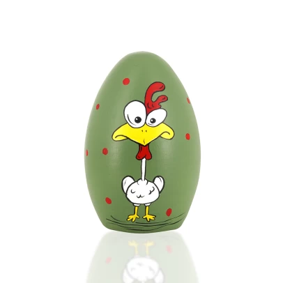 Πασχαλινό Αυγό, ζωγραφισμένο κεραμικό πράσινο με κόκορα
