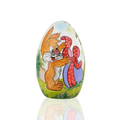 Πασχαλινό Αυγό, ζωγραφισμένο κεραμικό, κουνελάκι με αυγό