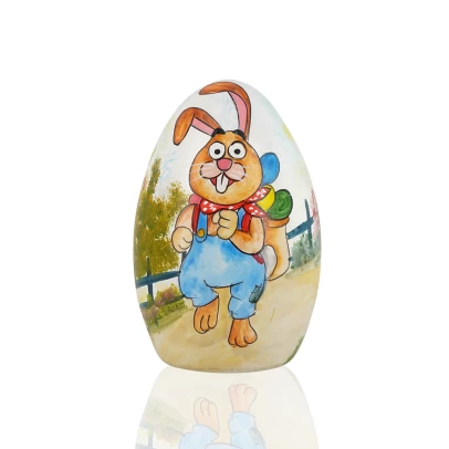Πασχαλινό Αυγό, ζωγραφισμένο κεραμικό, κουνελάκι που τρέχει