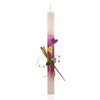 Χειροποίητη λαμπάδα πολύχρωμα λουλούδια, πλακέ επιχρωματισμένη αρωματική