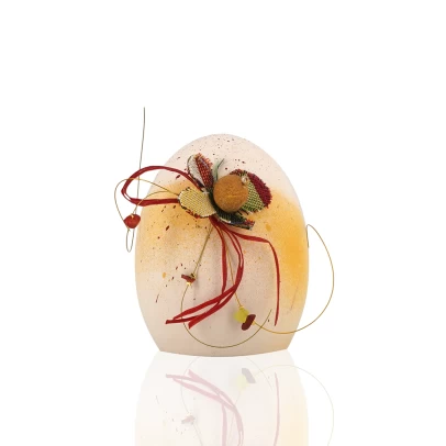 Πασχαλινό Αυγό, μικρό κεραμικό επιχρωματισμένο, με πολύχρωμη μαργαρίτα
