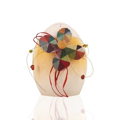 Πασχαλινό Αυγό, μεσαίο κεραμικό επιχρωματισμένο με πολύχρωμη μαργαρίτα