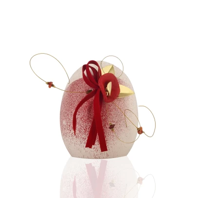 Πασχαλινό Αυγό, μικρό κεραμικό επιχρωματισμένο, παπαρούνα με φύλλα