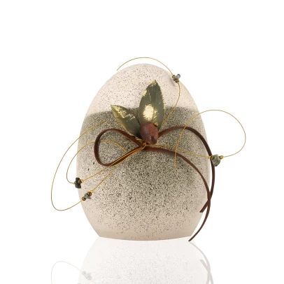 Πασχαλινό Αυγό, μεσαίο κεραμικό επιχρωματισμένο, καρπός ελιάς με φύλλα