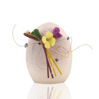 Πασχαλινό Αυγό, μεσαίο κεραμικό επιχρωματισμένο, με πολύχρωμες μαργαρίτες