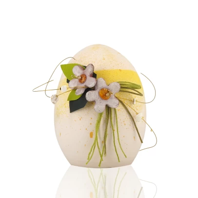 Πασχαλινό Αυγό, μεσαίο κεραμικό επιχρωματισμένο, με μαργαρίτες