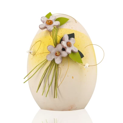Πασχαλινό Αυγό, μεγάλο κεραμικό επιχρωματισμένο, με μαργαρίτες