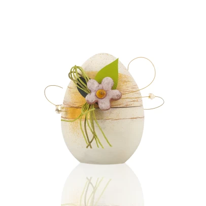 Πασχαλινό Αυγό, μικρό ανοιγόμενο κεραμικό επιχρωματισμένο, με μαργαρίτες