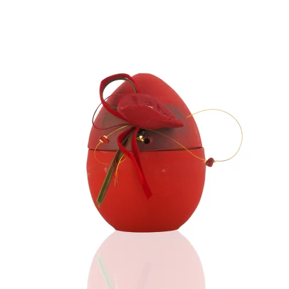 Πασχαλινό Αυγό, μικρό ανοιγόμενο κεραμικό επιχρωματισμένο, με παπαρούνα