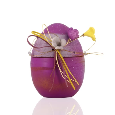 Πασχαλινό Αυγό, μεσαίο ανοιγόμενο κεραμικό επιχρωματισμένο, με πολύχρωμες μαργαρίτες
