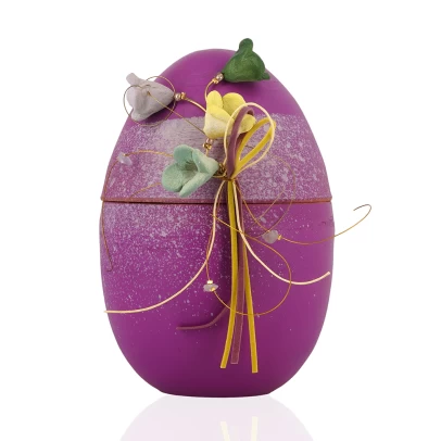 Πασχαλινό Αυγό, μεγάλο ανοιγόμενο κεραμικό επιχρωματισμένο, με πολύχρωμες μαργαρίτες