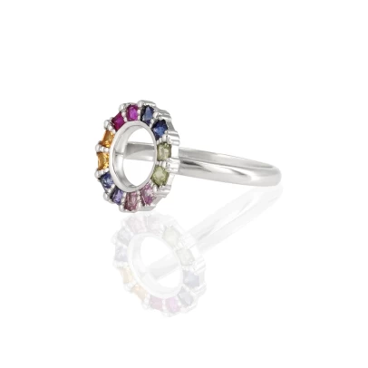 Rainbow, δαχτυλίδι 18 καρατίων με πολύχρωμα Ζαφείρια και Ρουμπίνι