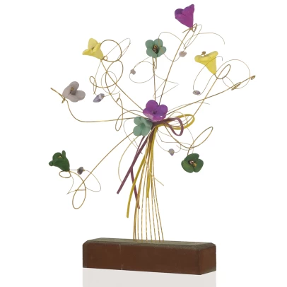 Πολύχρωμα Λουλούδια, κεραμική επιτραπέζια διακοσμητική σύνθεση