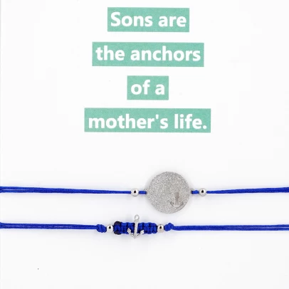 Βραχιόλια Σετ για Μαμά και Γιό, Sons Are The Anchors of a Mother's Life, ασήμι 925°