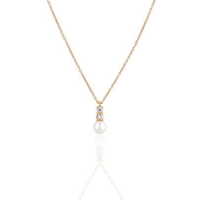 Shiny Pearl, χρυσός 18 καρατίων με Μαργαριτάρι και Διαμάντια
