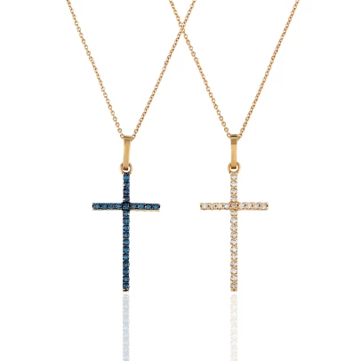 Double Cross, χρυσός 18 καρατίων με Μπλε Διαμάντια